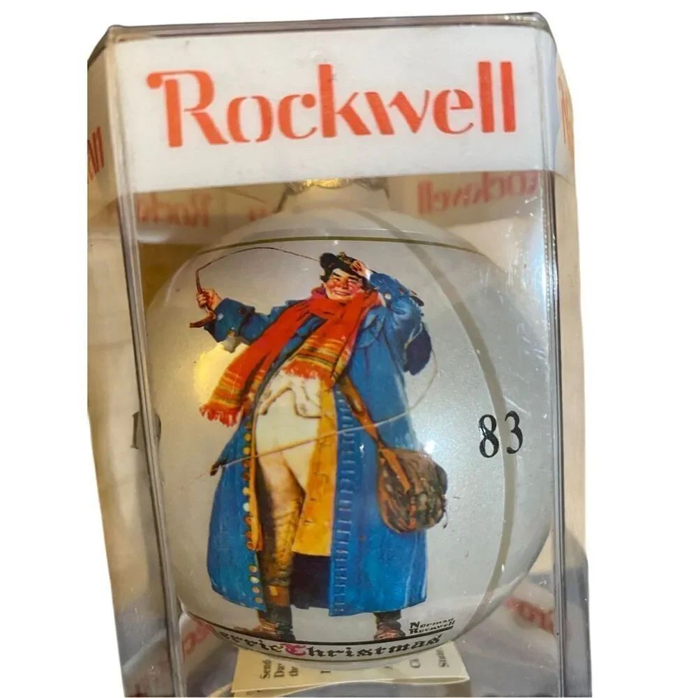 Vintage Norman Rockwell, 1983 Christmas glass ornaments in box